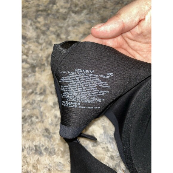 Warners No Side‎ Effects Underwire Contour Bra Black Size 40 D - Picture 3 of 3